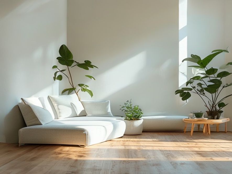 Calming workspace with tea and a softly lit reading area